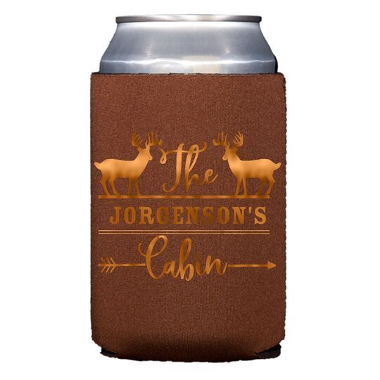 Family Cabin Collapsible Koozies